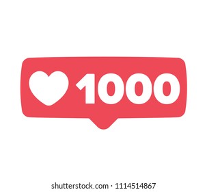 Nuevo icono de notificación de contador. Seguidor. Al nuevo icono le gusta 1K. Botón, ui, web. A los medios sociales les gustan 1000. Ilustración vectorial.