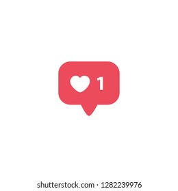 New Counter Notification Icon, pink color. 1 like icon. Social media 1 like. Vector illustration Vector EPS 10