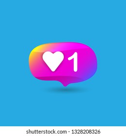 New Counter Notification Icon. Vector social media like icon with heart . Share or new follower button