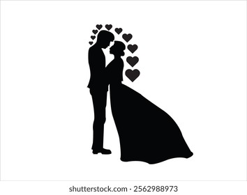 New couple silhouette isolated over white background. vector