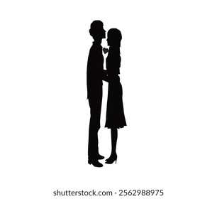 New couple silhouette isolated over white background. vector