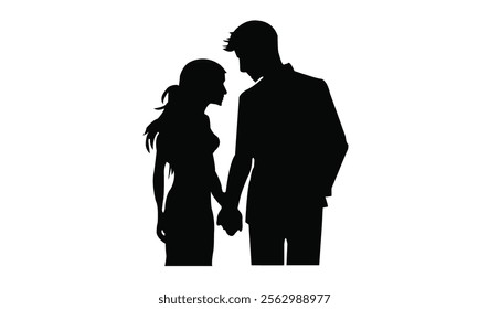 New couple silhouette isolated over white background. vector