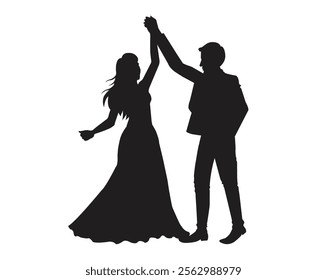 New couple silhouette isolated over white background. vector