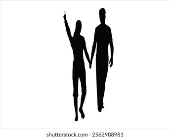 New couple silhouette isolated over white background. vector