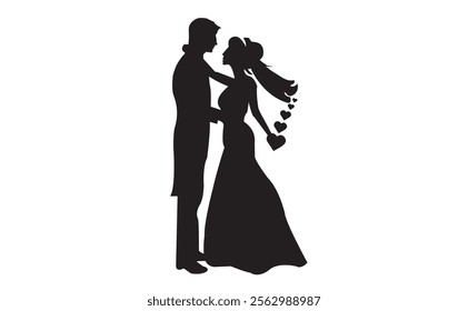 New couple silhouette isolated over white background. vector