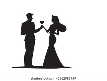 New couple silhouette isolated over white background. vector