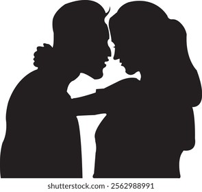 New couple silhouette isolated over white background. vector