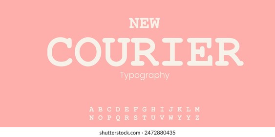 New Courier joyful alphabet color cartoon letters. logo and headline, children book cover.