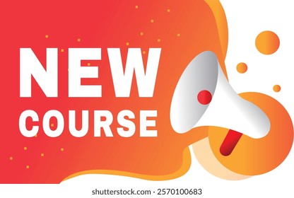 New course banner element vector illustration modern template for retail promotion. Speech bubble icon megaphone.