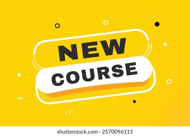 New course banner yellow colour template and label design. Vector element set design.