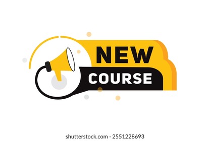Nuevo curso, Anuncio de diseño para Web, redes sociales, publicidad. Vector de elemento moderno.