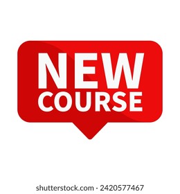 New Course Text In Red Rectangle Shape For Promotion Sale Business Marketing Social Media Information Announcement
