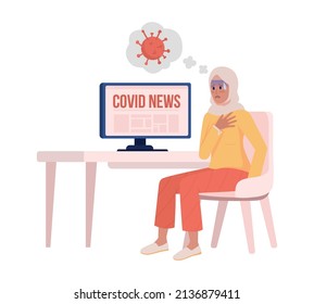 New Covid Variant Semi Flat Color Vector Character. Sitting Figure. Full Body Person On White. Pandemic Simple Cartoon Style Illustration For Web Graphic Design And Animation. Bebas Neue Font Used