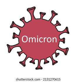 New covid-19 stain omicron red vector isolated illustration. Variant of coronavirus. New mutated rapidly spreading virus stain.