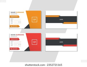 New creative Appointment card template. double sided creative corporate business card layout. vector illustrator simple and unique corporate business card design. QR code . Unique and minimalist card.