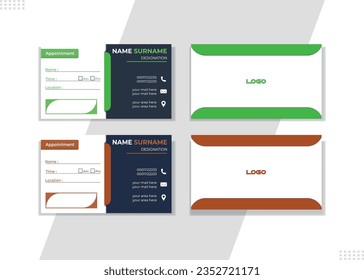 New creative Appointment card template. double sided creative corporate business card layout. vector illustrator simple and unique corporate business card design. QR code . Unique and minimalist card.