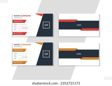 New creative Appointment card template. double sided creative corporate business card layout. vector illustrator simple and unique corporate business card design. QR code . Unique and minimalist card.