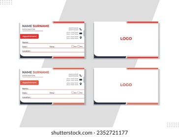 New creative Appointment card template. double sided creative corporate business card layout. vector illustrator simple and unique corporate business card design. QR code . Unique and minimalist card.