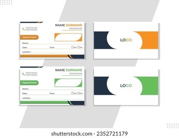 New creative Appointment card template. double sided creative corporate business card layout. vector illustrator simple and unique corporate business card design. QR code . Unique and minimalist card.
