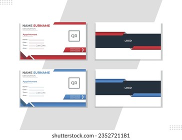 New creative Appointment card template. double sided creative corporate business card layout. vector illustrator simple and unique corporate business card design. QR code . Unique and minimalist card.