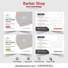 New Creative Barber shop Post Card Design Template.