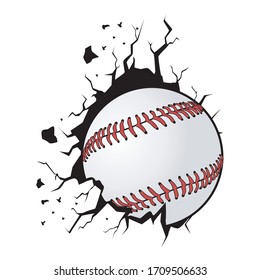 neue kreative Baseballbälle, die die Wände für Aufkleber und T-Shirt-Designs durchdringen, Vektorillustration-Illustration