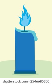 NEW CREATIVE DESIGN BLUE COLOR CANDLE WITH BLUE COLOR FIRE VECTOR CANDLE