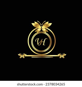 new creative golden latter logo design VH logo, VH icon, VH letter, VH vector, technology, business, art, symbol, 