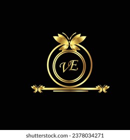 new creative golden latter logo design VE logo, VE icon, VE letter, VE vector, technology, business, art, symbol, 