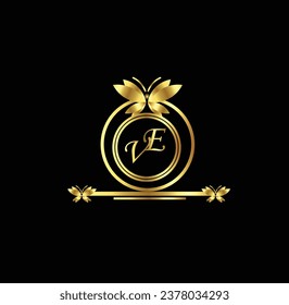 new creative golden latter logo design 
VE logo, VE icon, VE letter, VE vector, technology, business, art, symbol, 