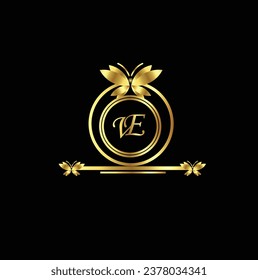 new creative golden latter logo design VE logo, VE icon, VE letter, VE vector, technology, business, art, symbol, 