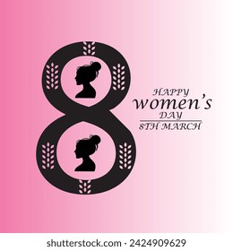 new creative happy woman's day with 8 th march logo, banner design