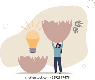 New creative idea, innovation or solution for business, entrepreneurship or startup idea, creation or discovery concept.flat vector illustration.