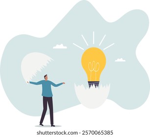 New creative idea, innovation or solution for business, entrepreneurship or startup idea, creation or discovery.business concept.flat character.