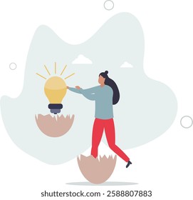 New creative idea, innovation or solution for business, entrepreneurship or startup idea, creation or discovery concept.flat character life .
