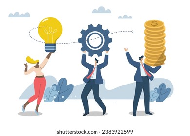 New creative ideas or new business innovations, Creativity ideas for generating income and returns or inspiration achieve to goal, Business teams that drive organizational success.