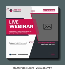Nuevo diseño creativo de afiches para conferencias web en vivo. plantilla de publicación de medios sociales y pancarta moderna de promoción de marketing en línea banner abstracto de fondo web de negocios
