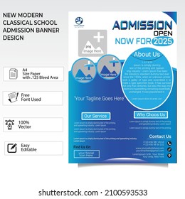 New Creative Modern School Admission Flyer Design Template
A4 Size