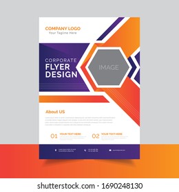 Nueva plantilla de diseño de viajero de negocios moderno en color naranja y morado creativo
