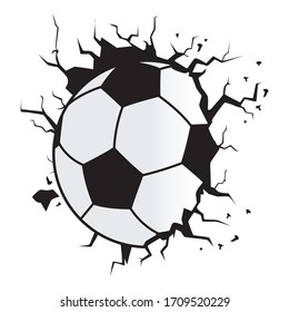 new creative soccer balls that penetrate walls for stickers and t-shirt designs, vector illustration
