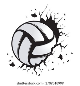 new creative volleyball balls that penetrate walls for stickers and t-shirt designs, vector illustration
