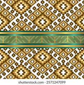 New Cross-Stitch ehtnic design for fabric pattern, hat, basket, Ceramic, Needlework, carpet, Decorative illustration