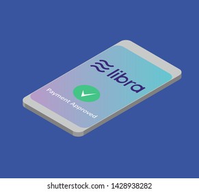 New cryptocurrency libra.  Vector phone
