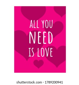 new custom creative inspiring love quotes. all you need is love. positive quote on lovely heart background vector typography stock illustration
