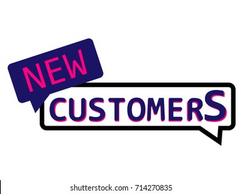 New customer badge isolated on white background. Flat EPS10 vector illustration for store, online shop, web, app. Black and pink text with speech bubble in pop art style.