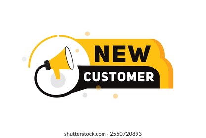 Nuevo cliente, Anuncio de diseño para Web, redes sociales, símbolo publicitario. Vector de elemento moderno.