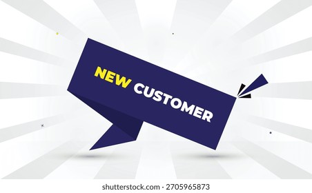 Novo cliente editável EPS web banner modelo vetorial design com formas azuis profundas amarelo negrito fonte branca cinza gradiente abstrato ilustração luz solar fundo de negócios 4K
