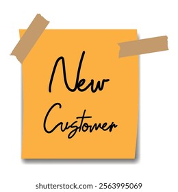 New customer text on sticky note vector illustration design background