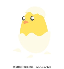 new cute baby chick hatched in cartoon style. isolated on white background. animal, poultry, livestock concept. suitable for children's book illustration, print, sticker, etc. flat vector.