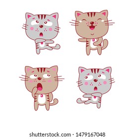 New Cute Cats Four Need Sleep  Design Vector Cartoon